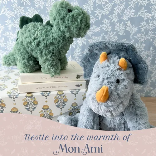 Miniatura 4 de MON AMI Bashful The Dino - Animal de peluche de 9 pulgadas para niños, juguete de peluche de dinosaurio suave, compañero prehistórico abrazable