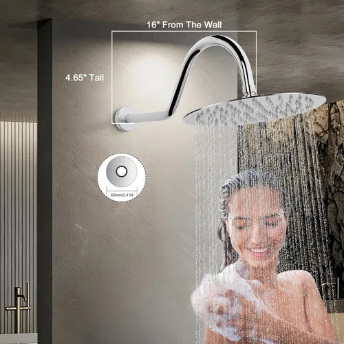 Miniatura 3 de NearMoon Brazo de Extensión de Ducha con Brida – Tubo Extensor de Ducha Largo de Cuello de Cisne de Arco Alto en Forma de S, Perfecto para Cabezal
