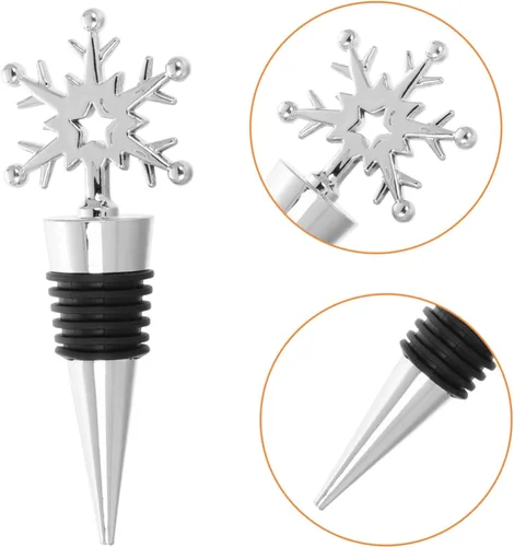 Miniatura 9 de NOLITOY Decoración de corona, 4 tapones para botellas de vino, corcho, copo de nieve, copos de nieve, tapones para botellas de vino, tapones