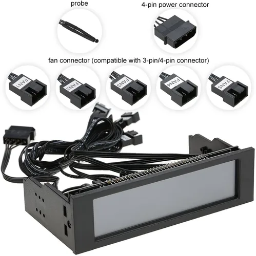 Miniatura 2 de Controlador de ventilador con monitor de temperatura, control automático de velocidad, LCD, panel frontal táctil de 5,25" de 5 canales