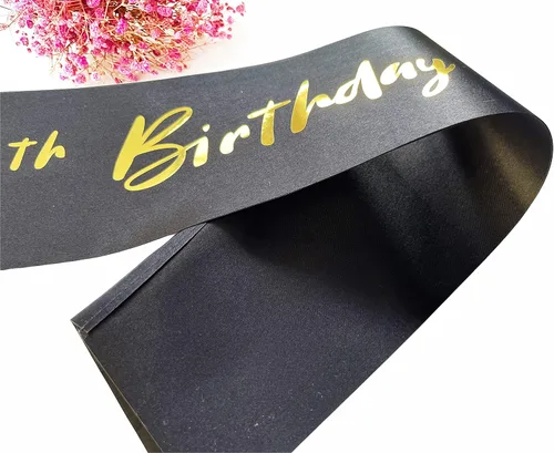 Miniatura 5 de Banda de cumpleaños número 18, bandas suaves de satén negro con letras de papel de aluminio dorado, decoración de banda de 18 años, regalos