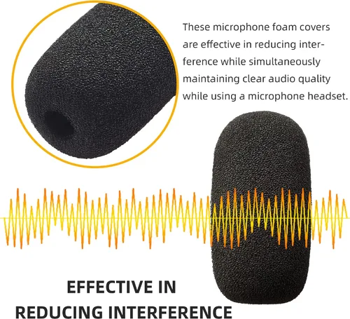 Miniatura 4 de Juego de 10 fundas de espuma pequeñas para micrófonos lavalier - Fundas de micrófono de espuma de alta densidad para protección de auriculares