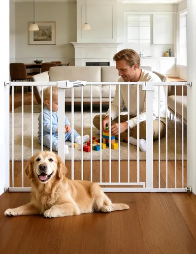 Miniatura 14 de Babelio - Puerta de bebé de 73-109 cm, con cierre automático, fácil de instalar, puerta de seguridad extra ancha para mascotas, Walk Thru