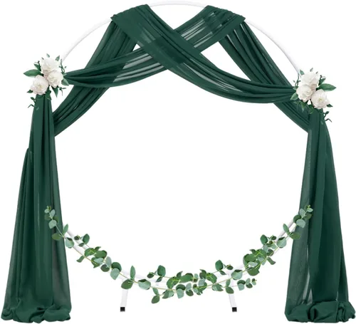 Miniatura 2 de Socomi Tela para Drapeado de Arco de Boda 3 Paneles 29" x 19 Pies Cortinas de Gasa Transparente Verde Esmeralda y Drapeados 6 Yardas para Ceremonia