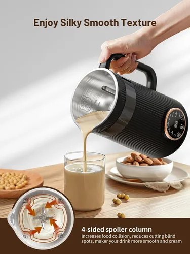 Miniatura 4 de Máquina para hacer leche de frutos secos, 35 oz casera de soja, almendra, avena, coco, bebidas a base de plantas y sin lácteos, máquina automática