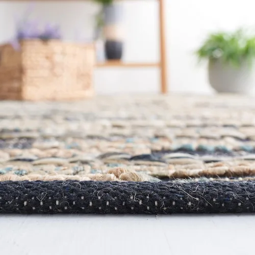 Miniatura 4 de SAFAVIEH Natural Fiber Collection - Alfombra decorativa de 3 x 5 pies, color negro y natural, diseño de yute a rayas de tejido plano, ideal