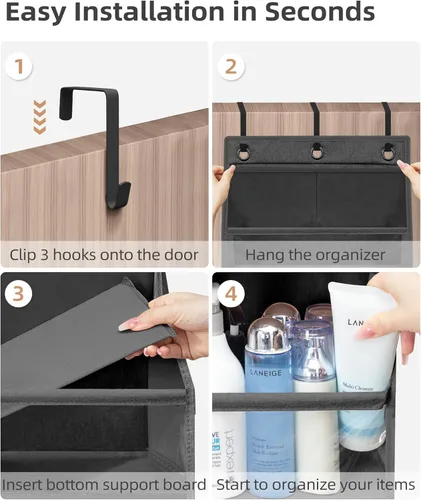 Miniatura 4 de STORAGE MANIAC Organizador para colgar sobre la puerta, organizador colgante de gran capacidad, bolsillos profundos transparentes detrás