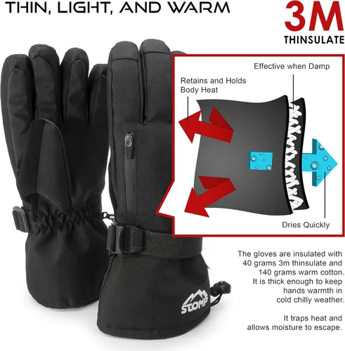 Miniatura 6 de STOMP Guantes impermeables para esquínieve de invierno cálidos 3M Thinsulate Snowboard Snowmobile Guantes para clima frío