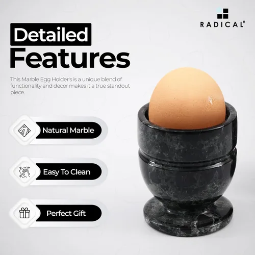 Miniatura 4 de Radicaln Huevos de mármol de 2.5 pulgadas, negro, hecho a mano, soporte para huevos, encimera, ideal para huevos hervidos, juego de tazas y soporte