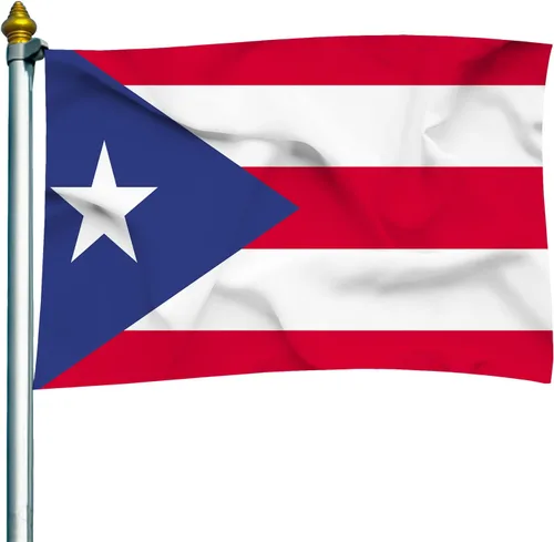 Bandera Nacional de Puerto Rico Fibra de Poliéster 3x5 Pies Colores Brillantes Y Anti-ultravioleta Fade Interior Exterior Banner Puetro Rico