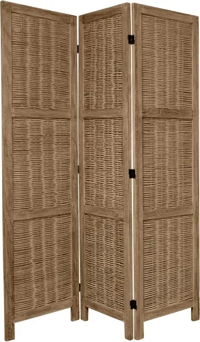 Miniatura 7 de Oriental Furniture - Divisor de habitación tejido de bambú de 5 1/2 pies de alto, color marrón quemado, 3 paneles