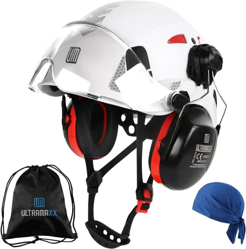 Miniatura 9 de UM ULTRAMAXX Casco de seguridad para casco duro y protección para los oídos, aprobado por ANSI Z89.1, kit de casco de trabajo ligero ventilado