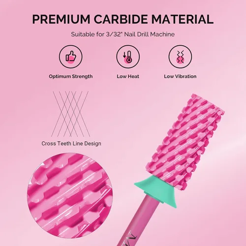 Miniatura 2 de MelodySusie Brocas de barril cónico para uñas, brocas de tungsteno de carburo de 3/32 pulgadas, adecuadas para manicura, pedicura, cutícula, esmalte