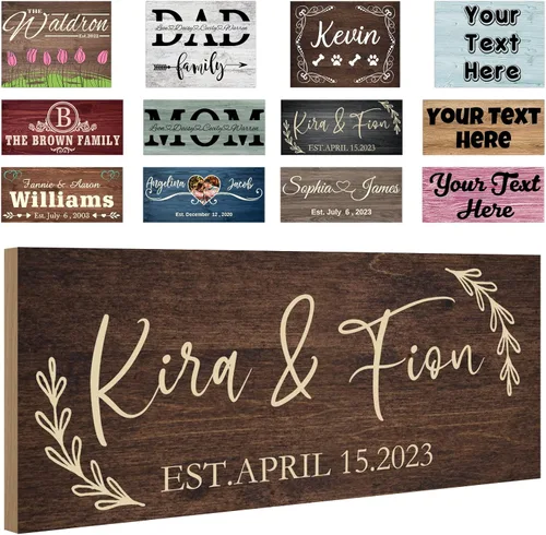 Miniatura 14 de Letreros personalizados de madera personalizados, decoración del hogar, regalos con texto, letreros de madera personalizados, tablero familiar