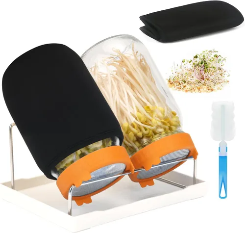 Miniatura 20 de [Tamaño grande] Kit de germinación de 68 onzas, 2 kits de tarros de germinación, tarros de boca ancha con tapa de brote de pantalla de acero