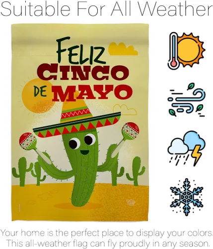 Miniatura 6 de Feliz Cinco de Mayo Bandera de jardín – Fiesta de verano, cactus piñata, sombrero mexicano fiesta al aire libre – Cartel de decoración de la casa