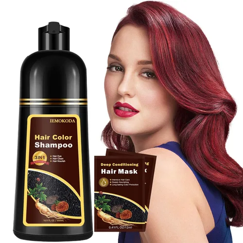 Miniatura 14 de Champú de tinte para el cabello 3 en 1, tinte natural marrón cereza para hombres y mujeres, champú de tinte de larga duración para cabello teñido