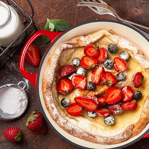 Miniatura 7 de Miereirl Olla holandesa esmaltada de 6 cuartos de galón con tapa, horno holandés de hierro fundido con doble asa para hornear pan, cocinar, Rojo