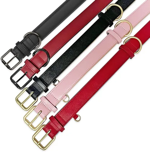 Miniatura 5 de Lmlpt Collar de cuero para perro, suave, acolchado, resistente, resistente, cómodo collar básico para mascotas con hebilla de metal ajustable a