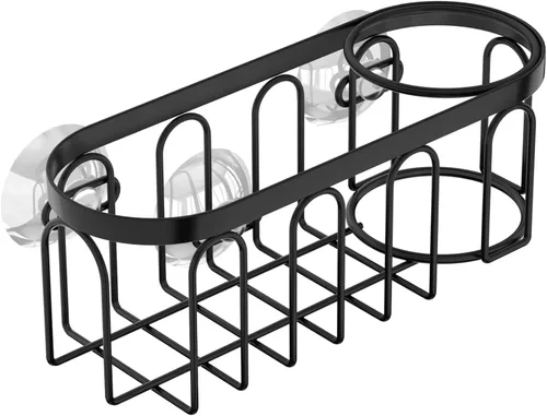 Miniatura 2 de Soporte de esponja 2 en 1 para fregadero de cocina, organizador de fregadero de cocina con 3 ventosas, soporte de esponja para fregadero a prueba