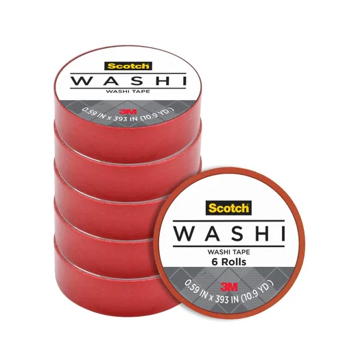 Miniatura 6 de Scotch Expressions Washi Tape - Cinta adhesiva para artes y manualidades, 0.59 x 393 pulgadas, verde, 6 rollos