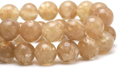 Miniatura 3 de Youngbling Cuentas de cristal natural para hacer joyas, cuentas de cuarzo rutilado dorado pulido redondo de piedra lisa de 8 mm, cuentas de piedra