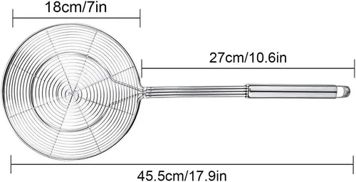 Miniatura 5 de Colador Espumadera de Araña, Swify Cuchara Coladora Asiática de Acero Inoxidable con Mango para Freidora Profunda de Cocina, Pasta, Espaguetis