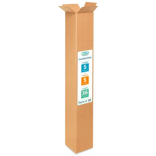 Miniatura 242 de IDL Packaging Paquete de 5 cajas de envío altas de 8 x 8 x 48 pulgadas, extra resistentes de 200 libras frente a caja regular, cajas de mudanza
