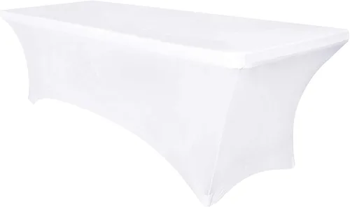 Miniatura 40 de Obstal Funda de mesa de elastano elástica de 4 pies para mesas plegables estándar, paquete de 2 manteles rectangulares universales ajustables