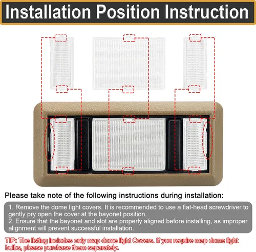 Miniatura 2 de Cubiertas de luz de cúpula de mapa para techo interior, repuesto de lente transparente compatible con K1500 K2500 C1500 C2500 1988-2000, Chevy