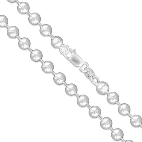 Cadena de cuentas de bola italiana de plata de ley de 0.118in, 0.157in, 0.197in, 0.236in, 0.315in, 0.394in, 925 Italia, nuevo collar con etiqueta de