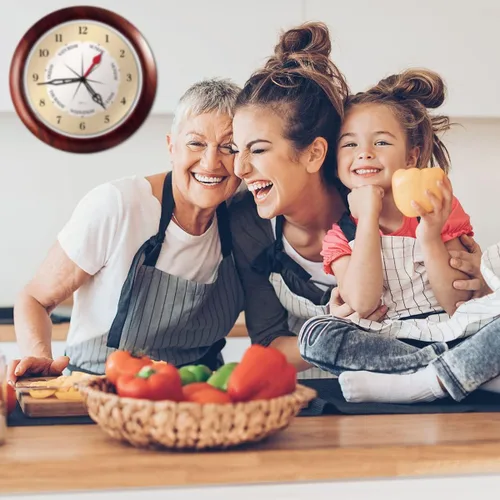 Miniatura 7 de Reloj de pared de hora y día de la semana con marco de acento de nogal de 13.5 pulgadas, regalo de jubilación ideal para hombres y mujeres, reloj