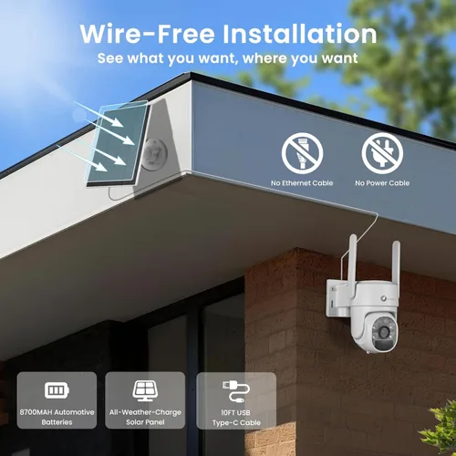 Miniatura 3 de xmartO Sistema de cámara de seguridad PTZ AI sin cables, kit de 4 cámaras, 4MP 2K QHD + NVR WiFi expandible 4K 10CH, almacenamiento de video local