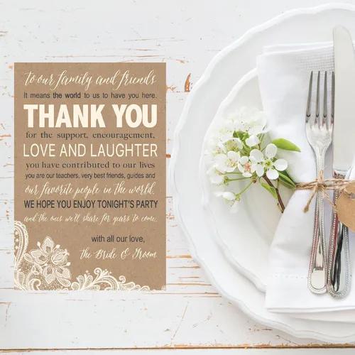 Miniatura 2 de Hadley Designs 50 tarjetas de agradecimiento de papel kraft para bodas, recuerdos para familiares e invitados