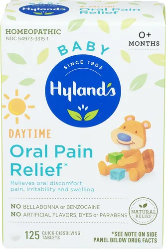 Hyland's Tabletas calmantes diurnas para bebés con manzanilla, alivio natural de las molestias orales, irritabilidad e hinchazón, hasta 62 dosis