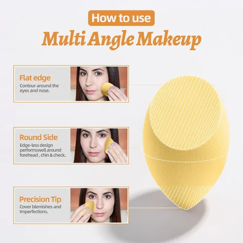 Miniatura 4 de BS-MALL - Juego de esponjas de maquillaje, 7 esponjas para líquido, crema y polvo, multicolor con 1 mini esponja de maquillaje rosa (D-amarillo)
