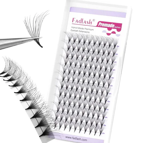 Miniatura 48 de Extensiones de pestañas postizas en abanico 10D Extensiones de pestañas postizas prefabricadas 0.05 0.07 de grosor Extensiones de pestañas postizas