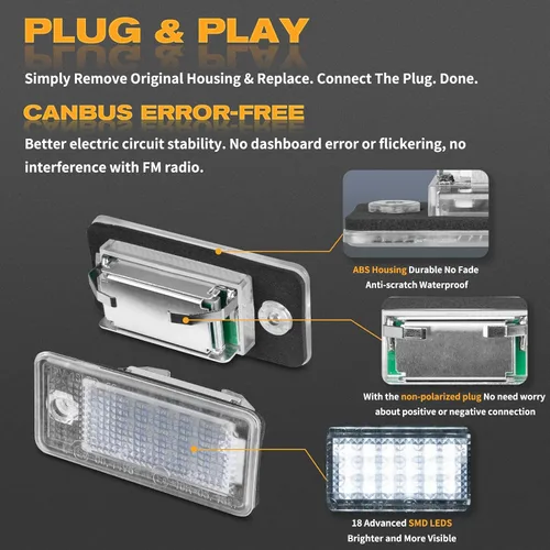 Miniatura 4 de Luces LED SMD completas para matrícula compatibles con Audi A3 S3 A4 S4 A6 S6 C6 A8 S8 Q7 RS4, lámparas de número de placa Avant quattro Cabriolet