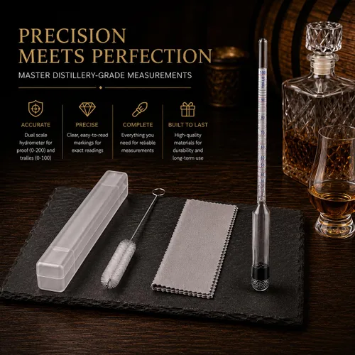 Miniatura 5 de Kit de Hidrómetro para Alcohol, Hidrómetro de Alcohol 0-200 Prueba y Tralle con Frasco de Prueba de Hidrómetro, Probador de Prueba de Alcohol