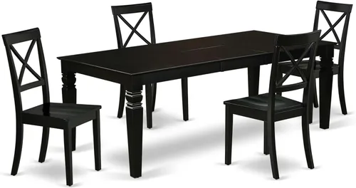 Miniatura 13 de East West Furniture LGBO7-LWH-W - Juego de cocina de 7 piezas que consta de una mesa rectangular con hojas de mariposa y 6 sillas de comedor, 42 x