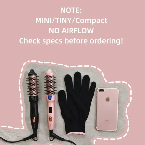 Miniatura 2 de Cepillo térmico, mini y pequeño, cepillo iónico de 1 pulgada para cabello brillante, cepillo iónico de turmalina para cabello corto a mediano, Rosa