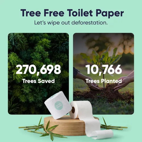 Miniatura 2 de Save Trees Papel Higiénico de Bambú - 80 Rollos de Papel Higiénico Orgánico Seguro para Fosas Sépticas - 3 Capas, 300 Hojas por Rollo - Libre