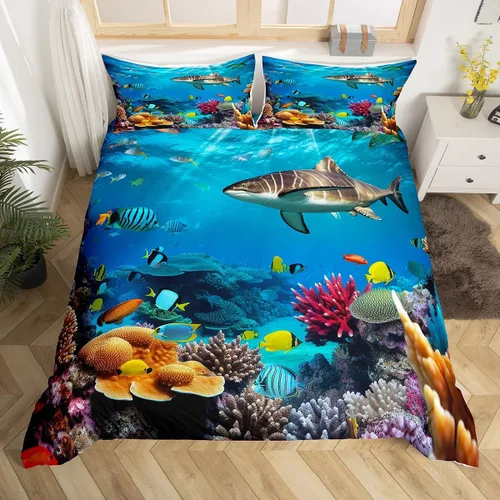 Miniatura 10 de Feelyou Juego de ropa de cama con patrón de sushi, funda de edredón de estilo japonés para niños, niñas, adolescentes, funda de edredón con temática