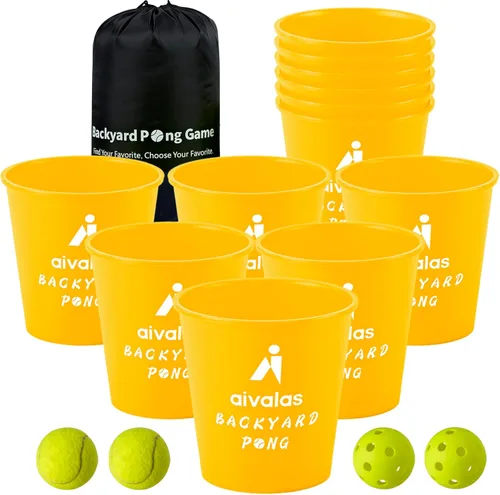 Miniatura 8 de Aivalas Yard Pong Outdoor Games, Giant Yard Games Set with 12 Buckets and Balls for Adults and Family, Toss Game Throwing Games for Beach, Camping