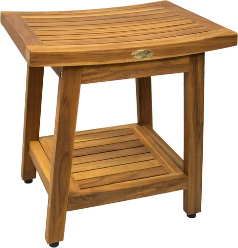 Miniatura 20 de EcoDecors Taburete de ducha de madera de teca natural de 18 pulgadas, impermeable, silla de asiento para ducha interior, proporciona seguridad