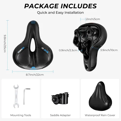 Miniatura 6 de YOUNGDO Asiento de bicicleta, cómodo y ancho para bicicleta de carretera, asiento de bicicleta de montaña transpirable, adecuado para bicicleta