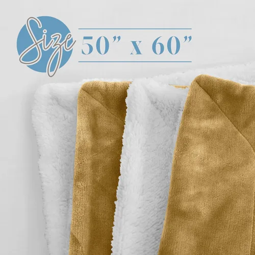 Miniatura 3 de Elegant Comfort Manta de Sofá Reversible de Sherpa Sólida, Manta para Todas las Estaciones - Súper Suave, Acogedora y Afelpada - Manta Decorativa