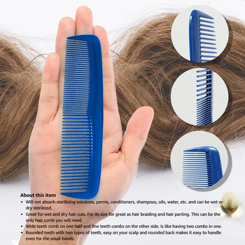 Miniatura 3 de Soft 'N Style Cuidado del cabello, 4 paquetes de peines irrompibles - peine para hombres/peine de dientes finos/peines para cabello Azul marino