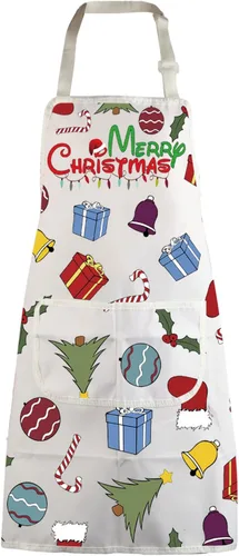 Miniatura 9 de Delantales de Navidad para mujeres y hombres, delantal de cocina de Navidad con bolsillos, regalos de Feliz Navidad, delantal de chef para hornear