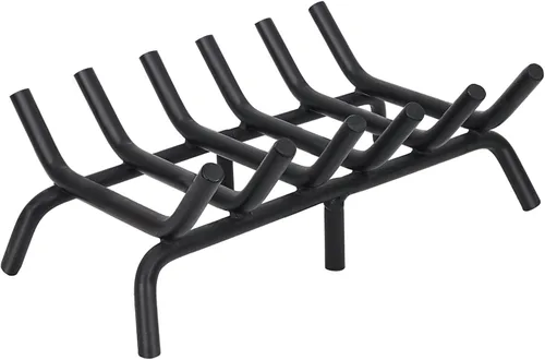 Miniatura 9 de Rejilla de chimenea de 14 pulgadas resistente – Soporte para troncos de chimenea Rejilla de hierro fundido Estante para estufa de leña Bandeja